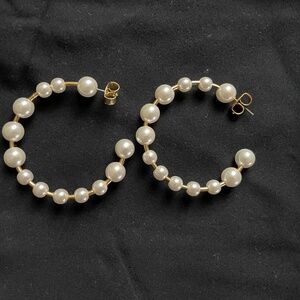 J. Crew Pearl Semi-Hoop Earrings